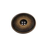 Weathered Brass Narrow Rim Low Convex 4-Hole Metal Button - 36L/23mm