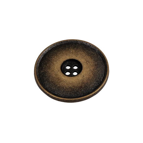 Weathered Brass Narrow Rim Low Convex 4-Hole Metal Button - 36L/23mm