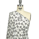 Tanya Taylor White and Black Geometric Floral Silk Crepe de Chine