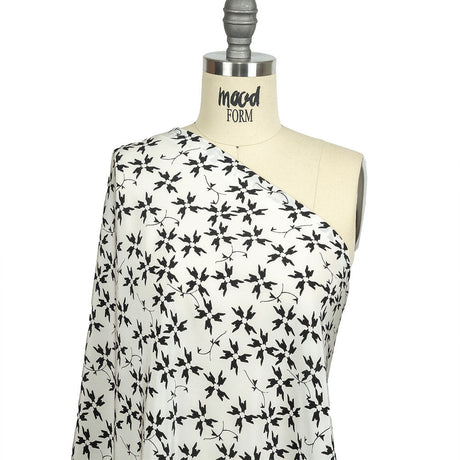 Tanya Taylor White and Black Geometric Floral Silk Crepe de Chine