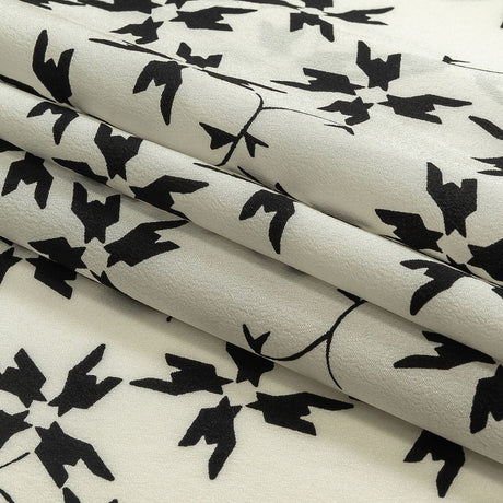 Tanya Taylor White and Black Geometric Floral Silk Crepe de Chine