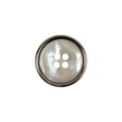 Italian Iridescent White 4 Hole Button with Silver Metal Rim - 28L/18mm