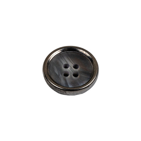 Italian Iridescent Gray 4 Hole Button with Gunmetal Rim - 25L/16mm
