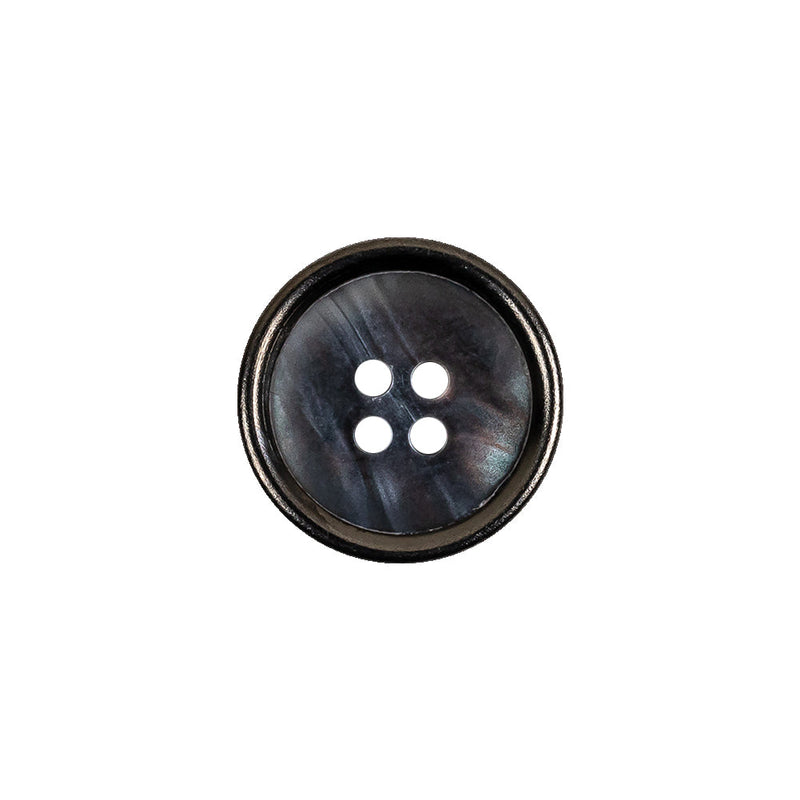Italian Iridescent Gray 4 Hole Button with Gunmetal Rim - 25L/16mm