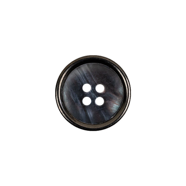 Italian Iridescent Gray 4 Hole Button with Gunmetal Rim - 25L/16mm