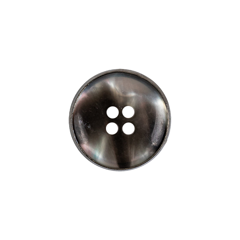 Italian Iridescent Gray 4 Hole Button with Gunmetal Rim - 28L/18mm