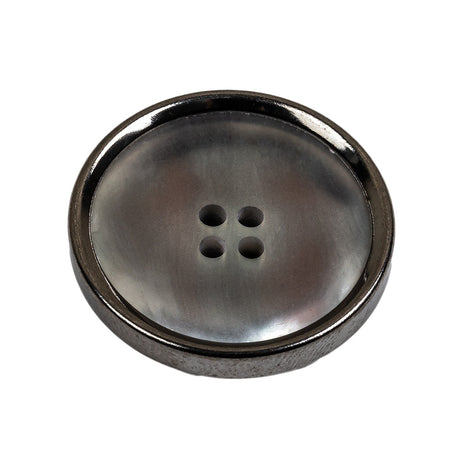 Italian Iridescent Gray 4 Hole Button with Gunmetal Rim - 44L/28mm