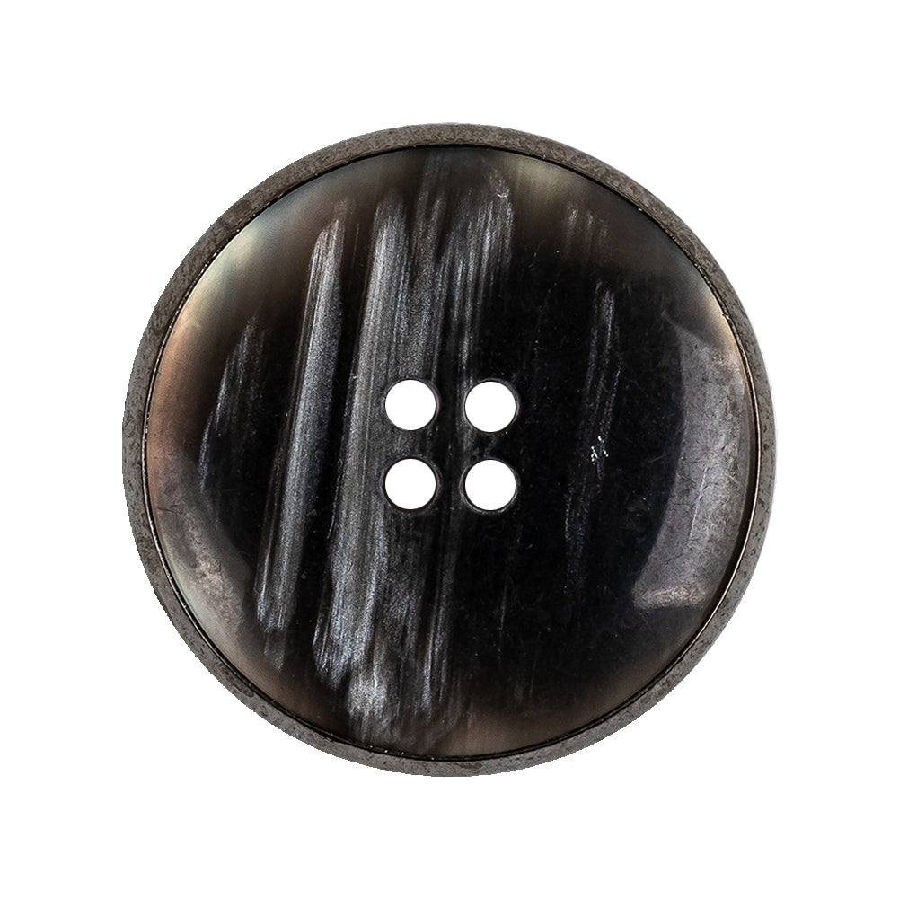 Italian Iridescent Gray 4 Hole Button with Gunmetal Rim - 44L/28mm
