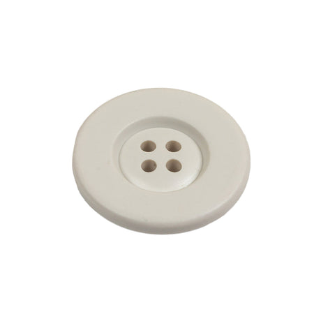 Matte White Asparagus Low Convex 4 Hole Plastic Button with Wide Rim - 38L/24mm