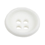 White Bowl Shaped Ribbed Plastic 4 Hole Button - 54L/34mm
