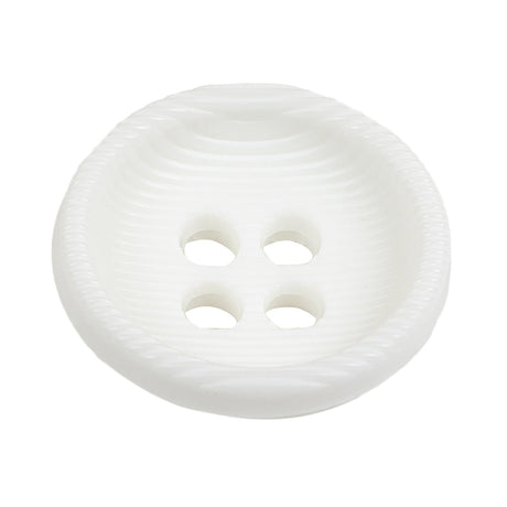 White Bowl Shaped Ribbed Plastic 4 Hole Button - 54L/34mm