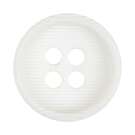 White Bowl Shaped Ribbed Plastic 4 Hole Button - 54L/34mm