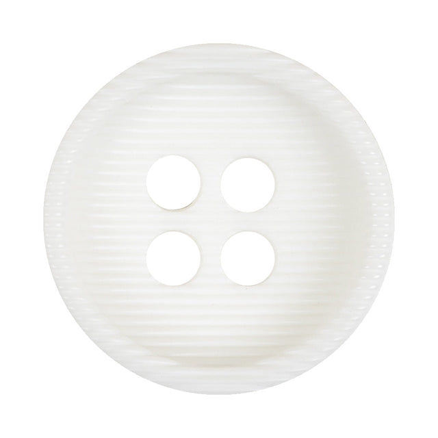 White Bowl Shaped Ribbed Plastic 4 Hole Button - 54L/34mm