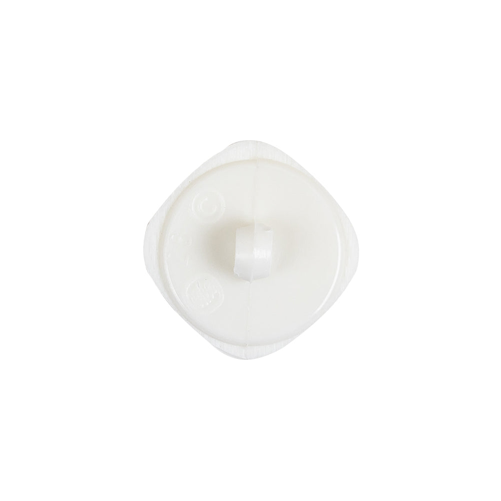 White Square Plastic Shank Back Button - 30L/19mm