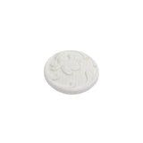White Floral Embossed Shank Back Plastic Button - 24L/15mm