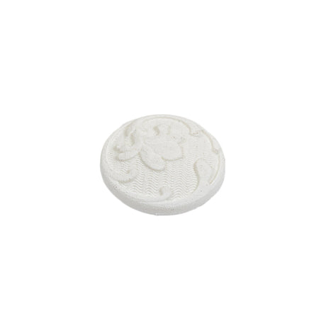 White Floral Embossed Shank Back Plastic Button - 24L/15mm