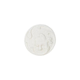 White Floral Embossed Shank Back Plastic Button - 24L/15mm
