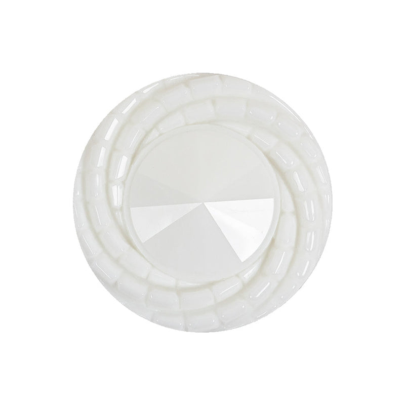 White Twisted Rim Conical Shank Back Plastic Button - 40L/25.5mm