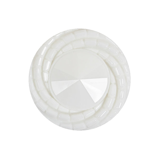 White Twisted Rim Conical Shank Back Plastic Button - 40L/25.5mm