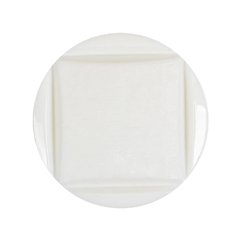 White Square in Circle Etched Shank Back Plastic Button - 44L/28mm