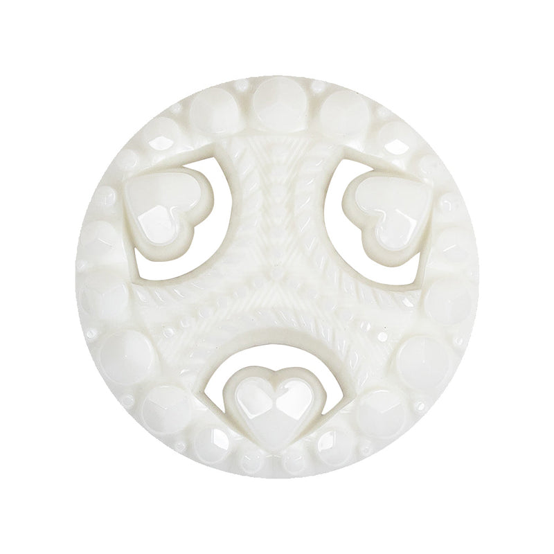 Italian White Studs and Hearts Open Framework Shank Back Button - 44L/28mm