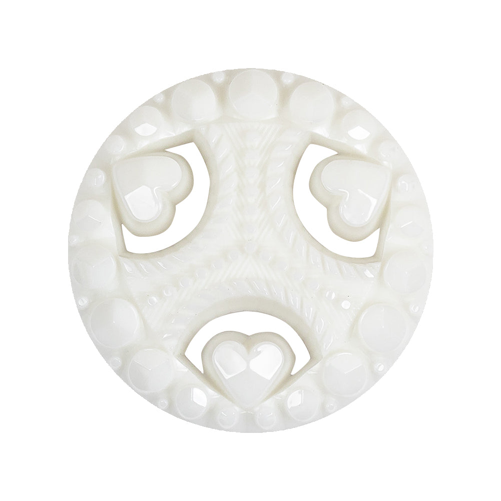 Italian White Studs and Hearts Open Framework Shank Back Button - 44L/28mm