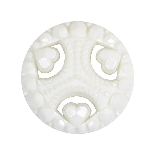 Italian White Studs and Hearts Open Framework Shank Back Button - 44L/28mm