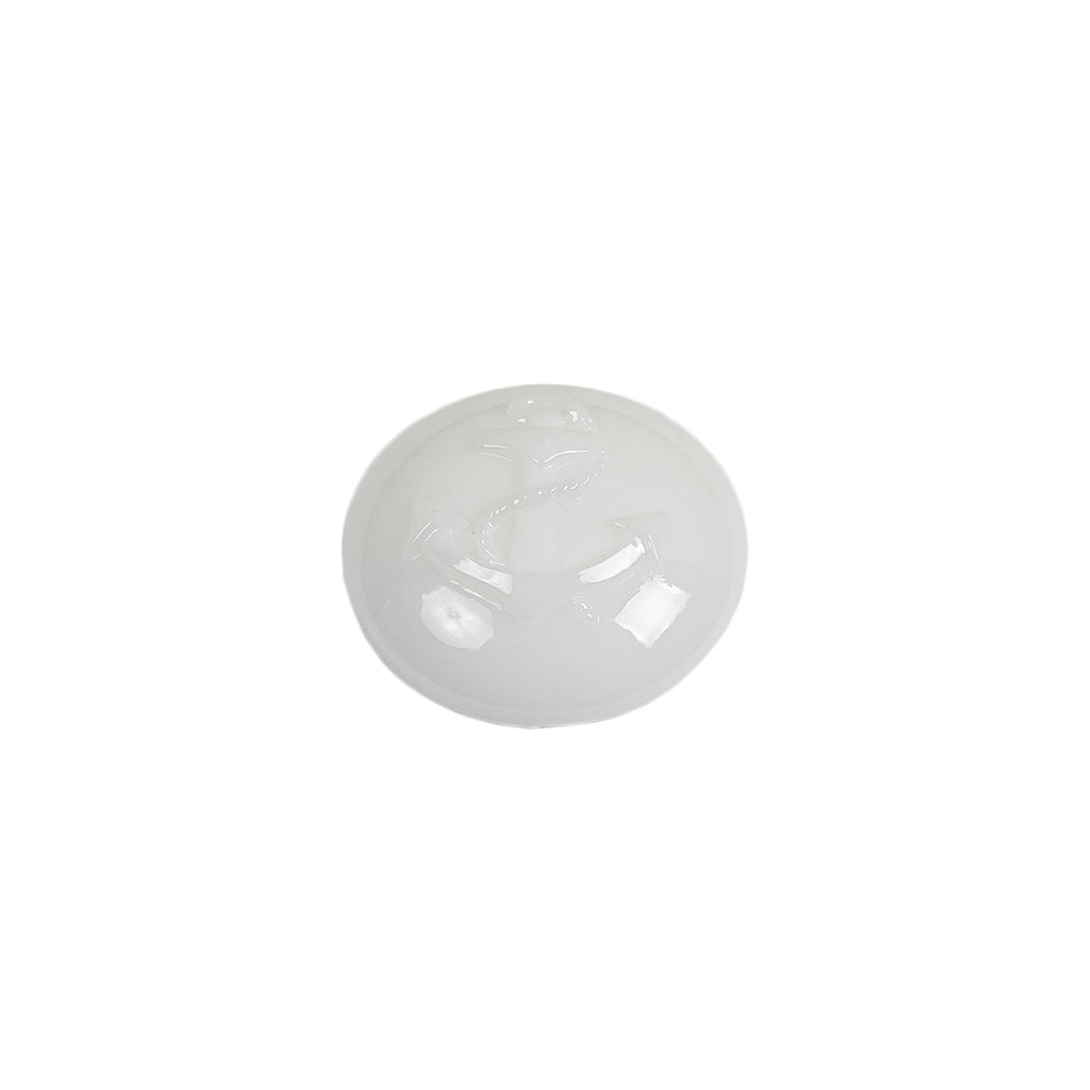 Italian White Anchor Embossed Shank Back Button - 24L/15mm