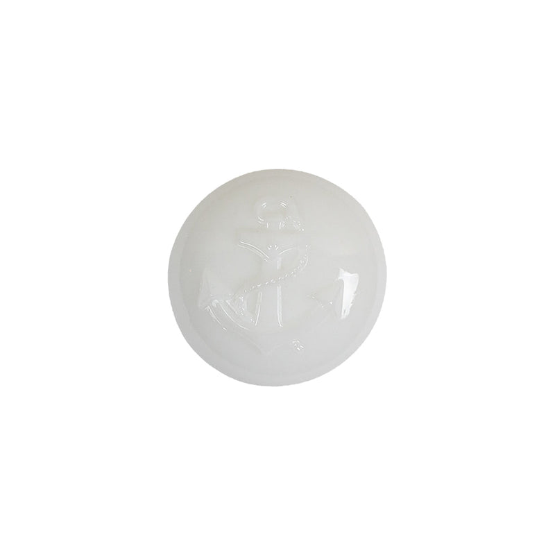 Italian White Anchor Embossed Shank Back Button - 24L/15mm