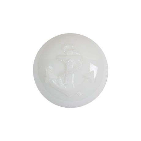 Italian White Anchor Embossed Shank Back Button - 36L/23mm
