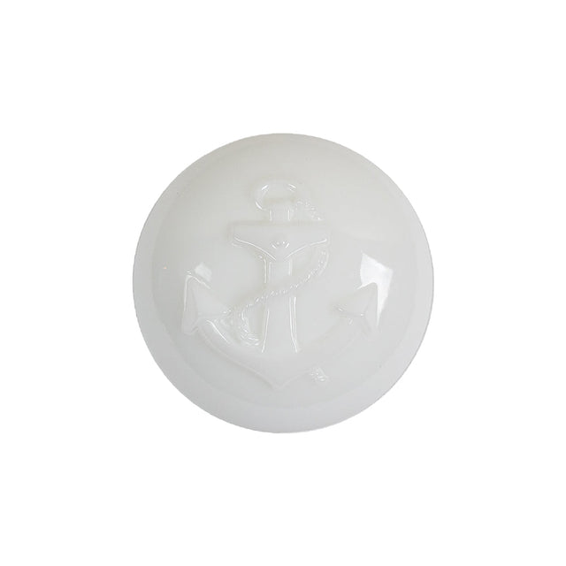 Italian White Anchor Embossed Shank Back Button - 36L/23mm