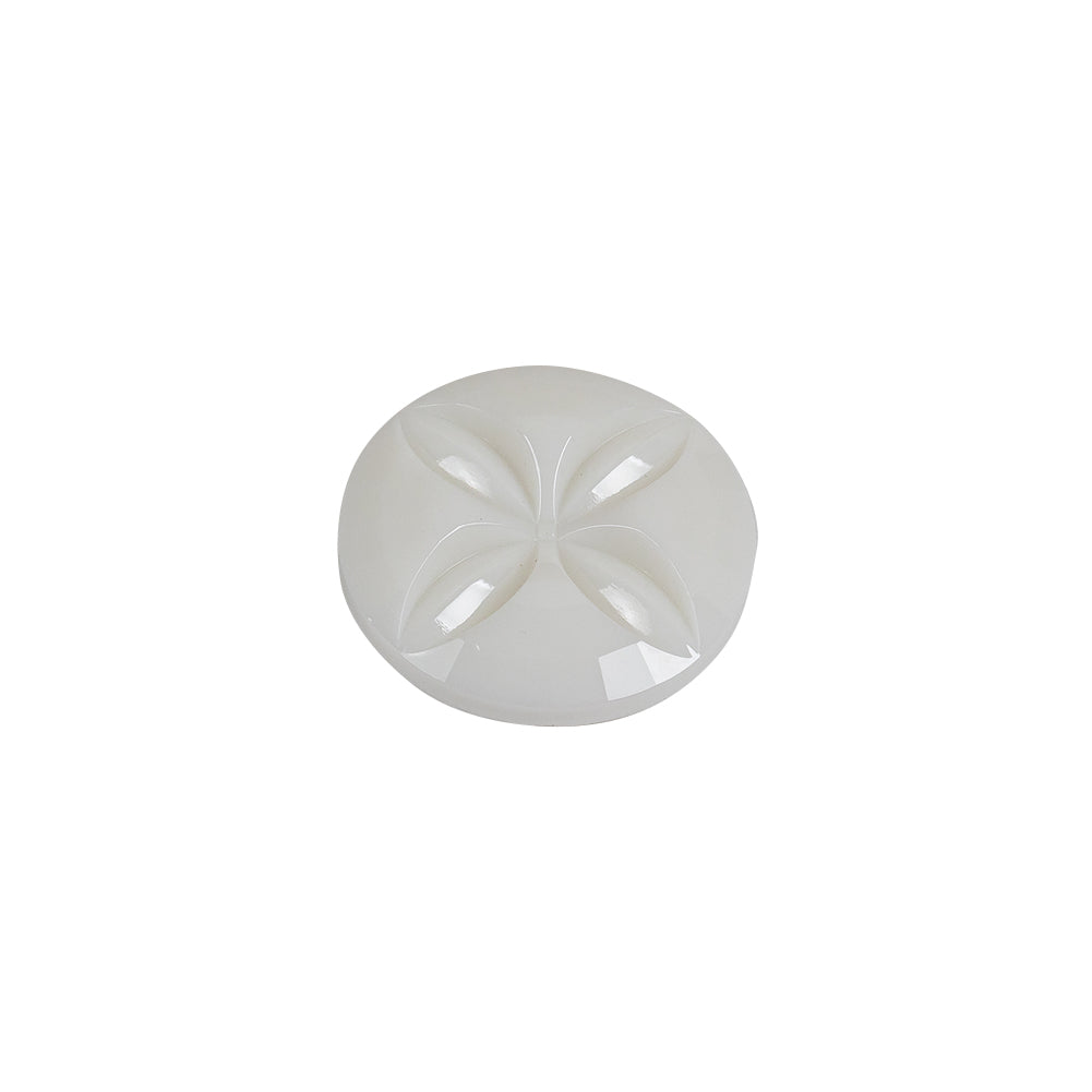 Italian White Floral Etched Shank Back Button - 24L/15mm