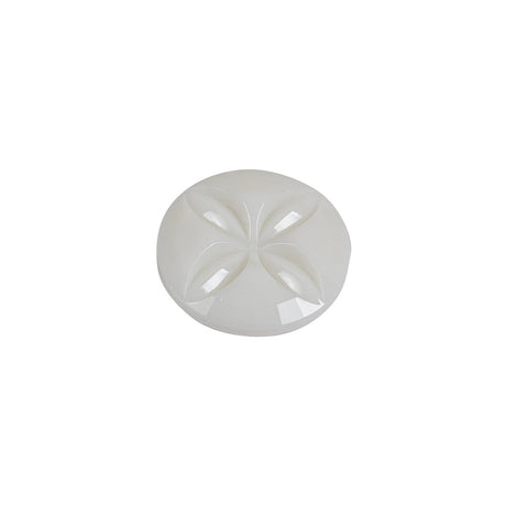 Italian White Floral Etched Shank Back Button - 24L/15mm