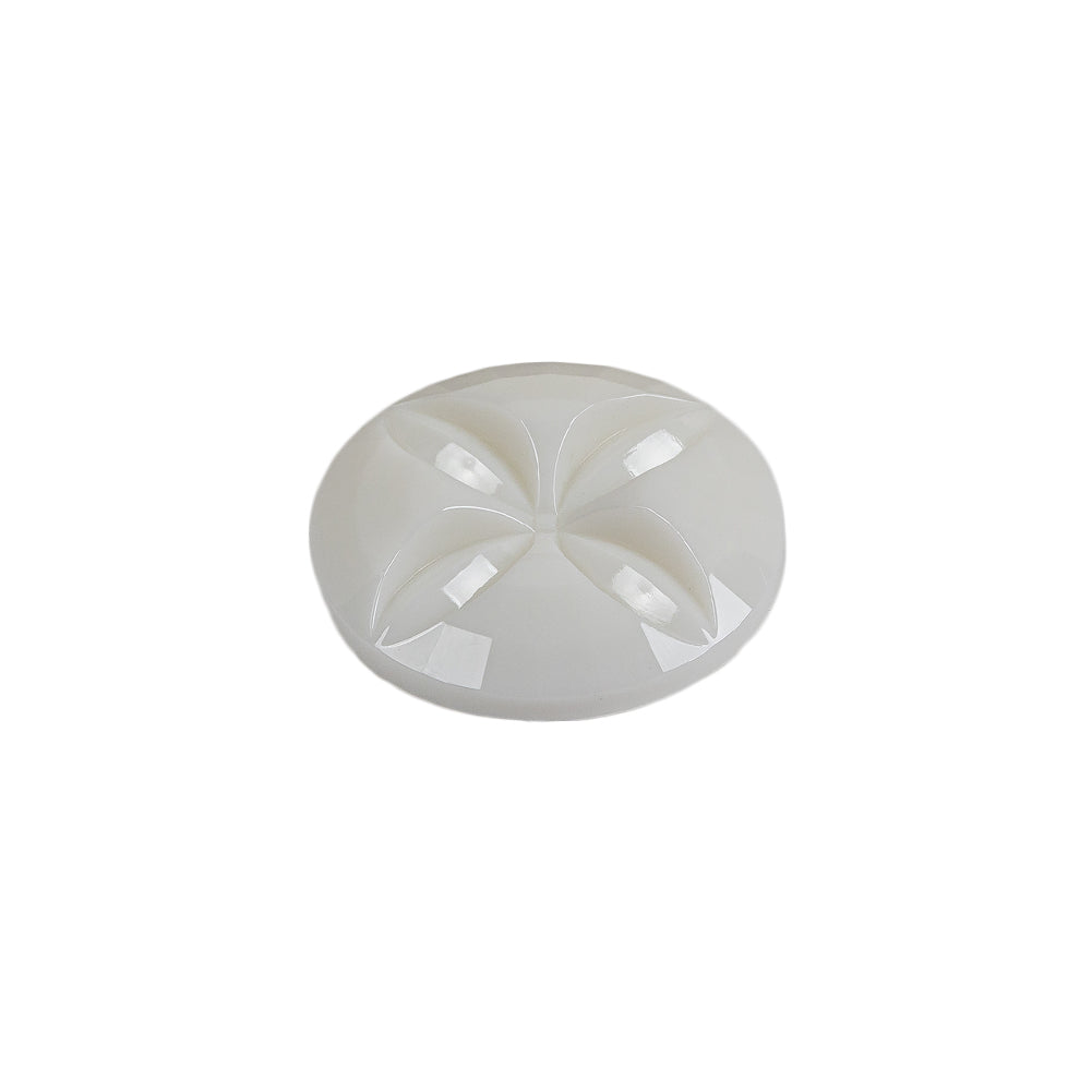 Italian White Floral Etched Shank Back Button - 30L/19mm