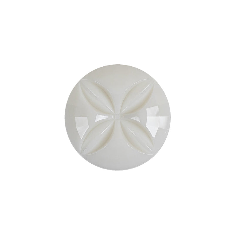 Italian White Floral Etched Shank Back Button - 30L/19mm