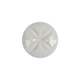 Italian White Floral Etched Shank Back Button - 30L/19mm