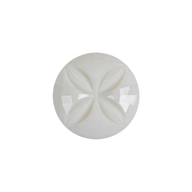 Italian White Floral Etched Shank Back Button - 30L/19mm