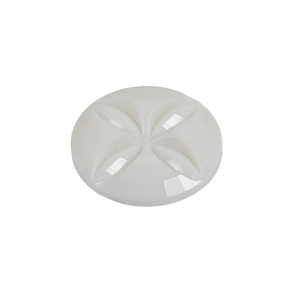 Italian White Floral Etched Shank Back Button - 36L/23mm