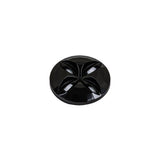 Italian Black Floral Etched Shank Back Button - 24L/15mm