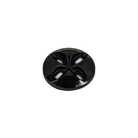 Italian Black Floral Etched Shank Back Button - 24L/15mm