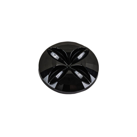 Italian Black Floral Etched Shank Back Button - 30L/19mm