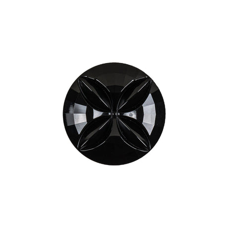 Italian Black Floral Etched Shank Back Button - 30L/19mm