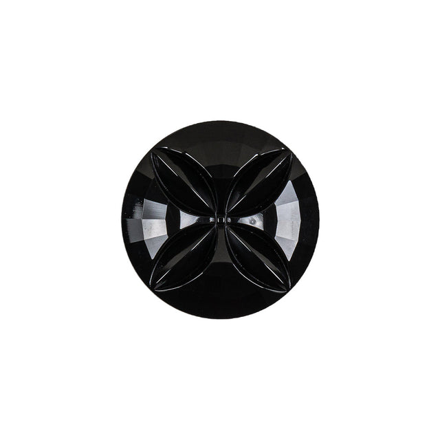 Italian Black Floral Etched Shank Back Button - 30L/19mm