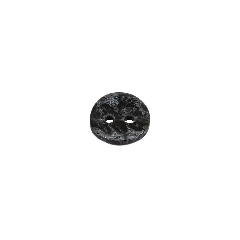 Black and Gray Mottled Concave Face 2-Hole Plastic Button - 16L/10mm