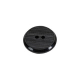 Black Ribbed 2-Hole Plastic Button - 28L/18mm