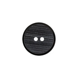 Black Ribbed 2-Hole Plastic Button - 28L/18mm