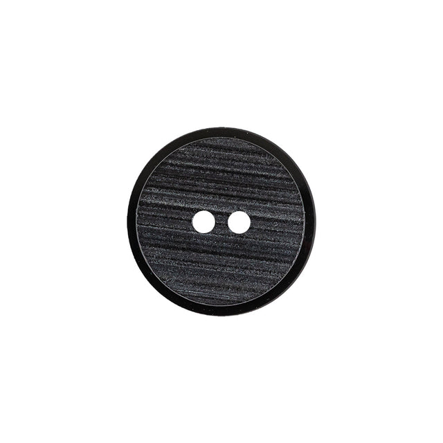Black Ribbed 2-Hole Plastic Button - 28L/18mm