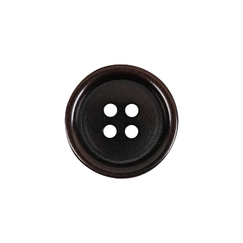 Dark Brown Rolled Rim 4-Hole Plastic Button - 32L/20mm