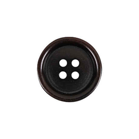 Dark Brown Rolled Rim 4-Hole Plastic Button - 32L/20mm