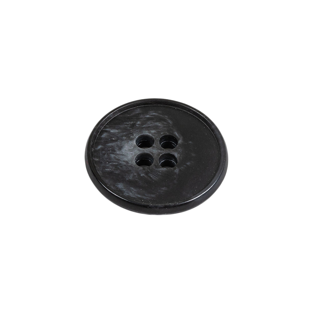 Black and Gray Swirled Low Convex Narrow Rim 4-Hole Plastic Button - 32L/20mm